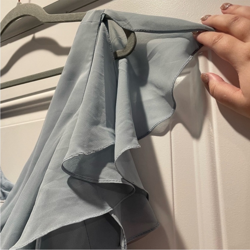 David's Bridal Soft Blue Midi Dress - Picture 4 of 5